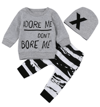 Thumbnail for “ADORE ME, DON’T BORE ME” 3-PIECE BABY, TODDLER OUTFIT AND HAT