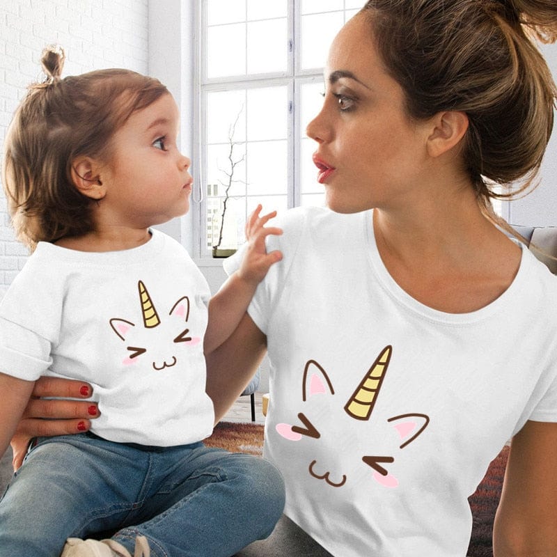 Mommy & Me Eye Lashes & Red Lips Matching Mother & Daughter Shirts