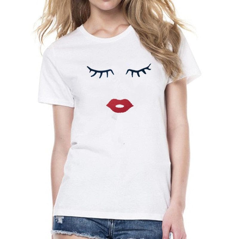 Mommy & Me Eye Lashes & Red Lips Matching Mother & Daughter Shirts