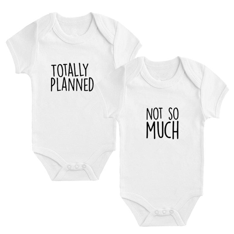 Totally Planned and Not So Much Twins Black One-piece Onesie