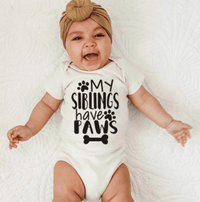 Thumbnail for My Siblings Have Paws onesie is made with 100% cotton.