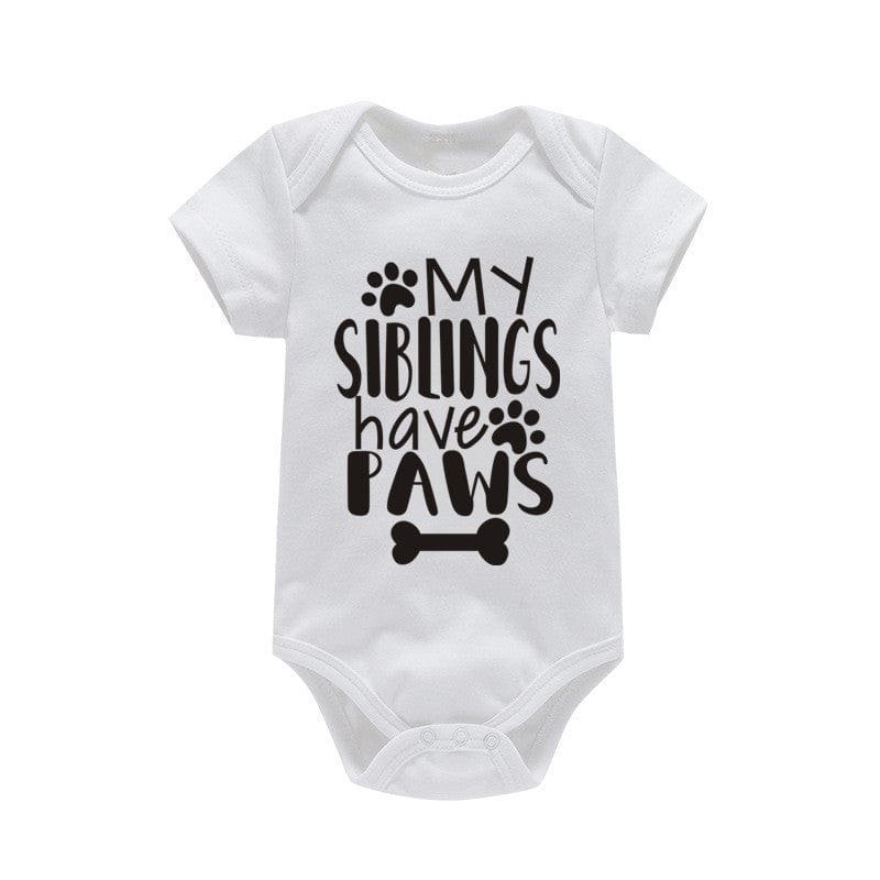 My Siblings Have Paws onesie is made with 100% cotton.